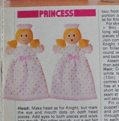 Jean Greenhowe Fairytale Hand Puppets Sewing Pattern Knight Princess Dragon - Image 4 of 4