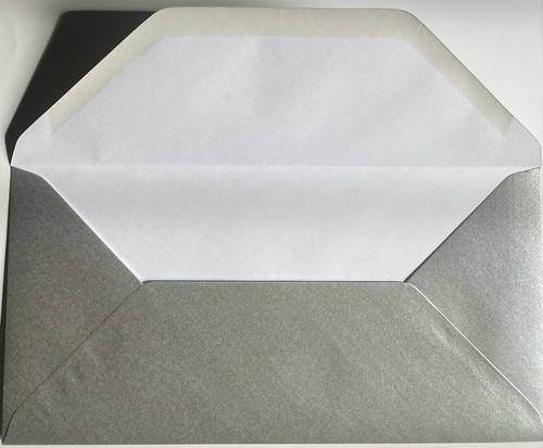Sobres metálicos plateados DL para tarjetas de felicitación boda invitación manualidades x 25 - Imagen 2 de 2