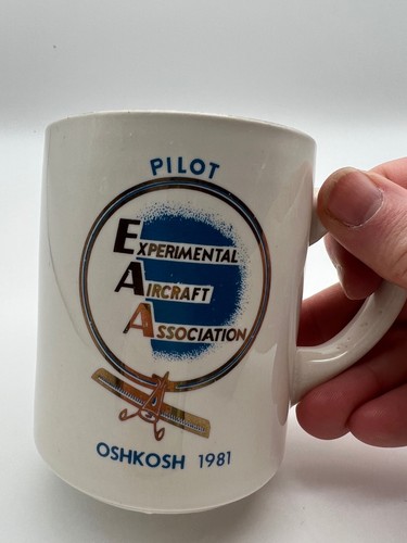 Vintage Oshkosh WI EAA Pilot Commerative 1981 Fly In Airplane Kaffeetasse Becher - Bild 2 von 7