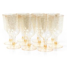 50 Elegant Wine Glasses with Gold Glitter for Parties & Events, 170ml - Reusable