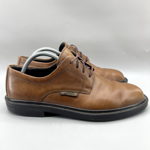 Mephisto Air Jet Oxford Shoes Men Size 8.5 Brown Leather Plain Toe Comfort Low