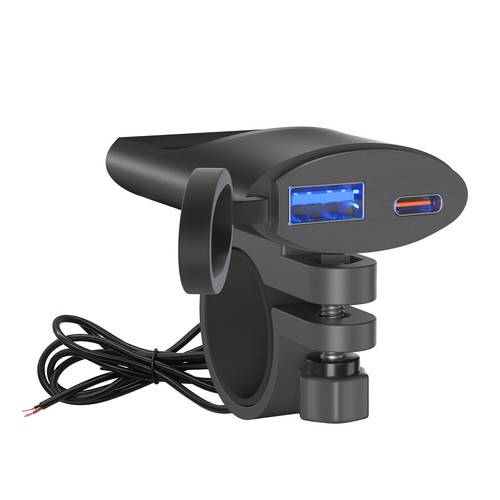 12-24V Motorcycle Handlebar Charging Adapter PD+QC3.0 Dual USB Port Fast Charger - Picture 2 of 22