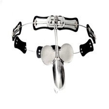 Male Chastity Belt Device Stainless Steel Lock Cage T-Back Men Metal Pants CB015
