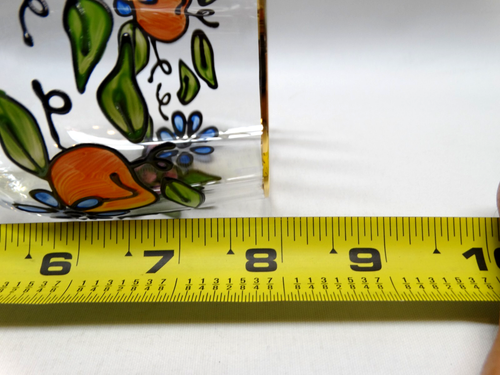 Set of 2 Hand Painted Raised Fruit and Floral Design Wine Glasses w/ Gold Accent - Picture 11 of 13