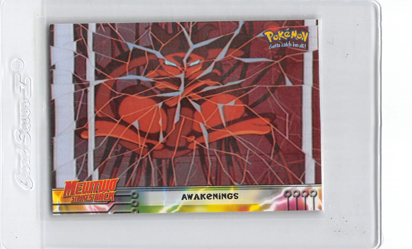 AWAKENINGS #2 - BLACK LOGO - Mewtwo Strikes Back TOPPS POKEMON CARD - NM/LP
