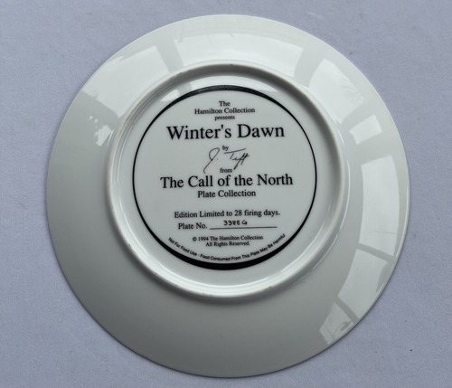 1994 Winter's Dawn de J. Tift Call of the North Hamilton Plate Collection Wolves - Imagen 4 de 9