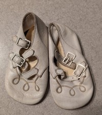 Vintage 1940s White Buckle Up Toddler Shoes