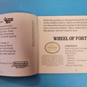 Wheel of Fortune Nintendo NES Manual Only - Instruction Booklet