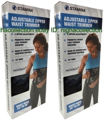2 x Microban Stamina Adjustable 3 Zipper 10 Waist Trimmer Sizes 28'' To 36'' NEW