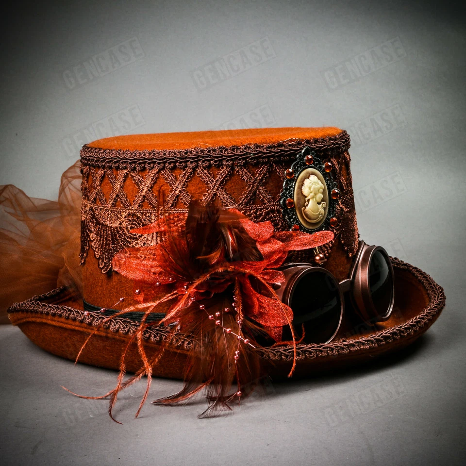 Женщин коричневый стимпанк Victoria Deluxe костюм очки Топ шляпа вечеринки головной убор - Изображение 2 из 4