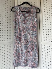 T. by Talbots Midi Rayon Cotton Blend Sleeveless Tank Dress Blue White Small