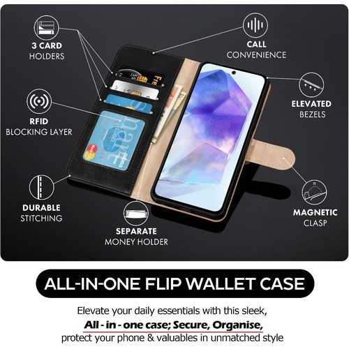 Pour Samsung Galaxy A36 Etui Portefeuille, Housse Téléphone à Rabat en Cuir et Protecteur d'écran - Photo 5 sur 20