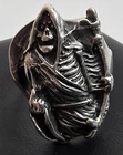 Vintage Sterling Silver Grim Reaper Ring 925 Heavy Gothic Skeleton Skull...