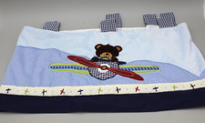 54" Lambs  Ivy Baby Aviator Window Valance Embroidered Planes Blue Teddy Bear