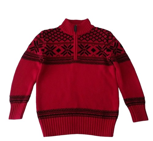 Chaps Gr. 6 Unisex Kinder rot-schwarz Stechpalme Blumen L-Ärmel Stehkragen C-Strick T-Shirt - Bild 21 von 24