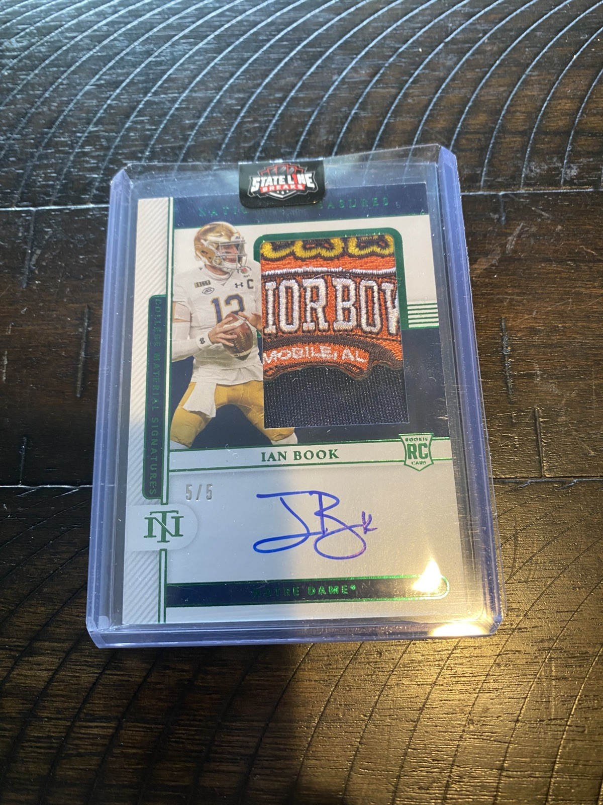 2021 Panini National Treasures Collegiate Ian Book RPA  Auto /5 Notre Dame Bowl