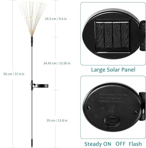 JJGoo Solar Firework Lights, 2 Pack 120 LEDs 2 Lighting 2 Pack, Cool White 