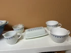 New ListingVintage Pyrex Blue and Milk Glass Snowflake Garland Butter Dish with Lid