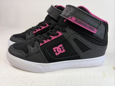 DC Shoes Pure High EV Youth Size 3 Black Pink Girl Skate Sneaker Strap  No Box