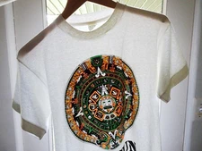 S/M Vtg 90s Y2K Cancun Mexico Mayan Calendar Skate Punk Single Stitch 50/50 Tee