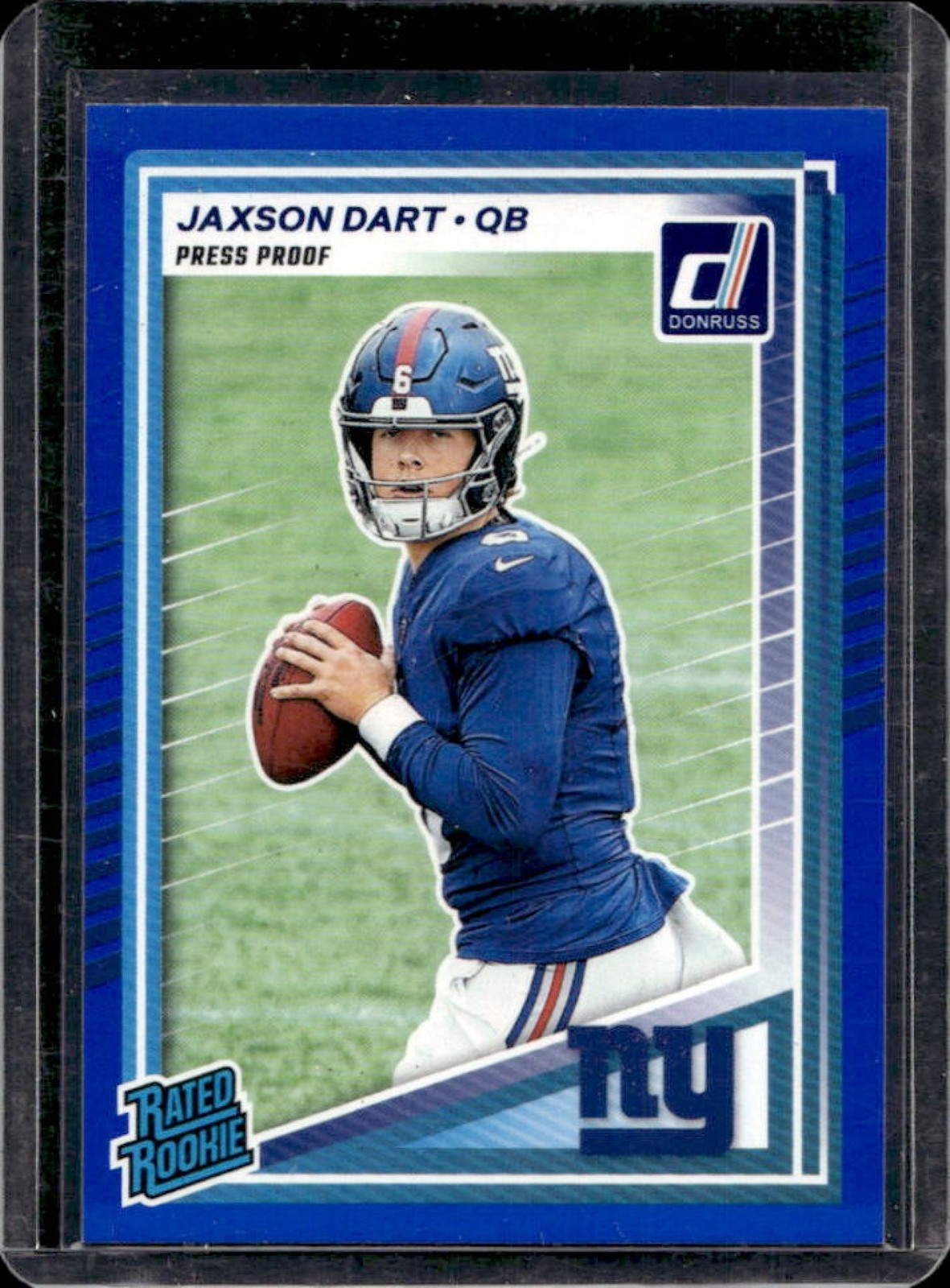 2025 Panini Donruss Jaxson Dart Rated Rookie Press Proof Blue RC #400 Giants