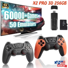 X2 PRO Video Game Console Retro 58000 Games TV Stick 256G 4K Wireless Controller