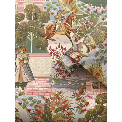 Multi Mystical Water Palace Print Non Woven Non-Pasted Textured Wallpaper 57 Sq.