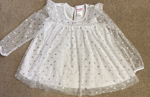 Nanette Mädchen Top weiß silber Herzen transparent Größe 4 - Bild 1 von 5