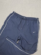Vintage Nike Track Pants Mens XL Blue Striped Windbreaker Silver Tag Baggy Y2K