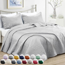 Luxury Bedspread Bedding Set 3 Piece Quilted Coverlet Bed Throw Queen King Size