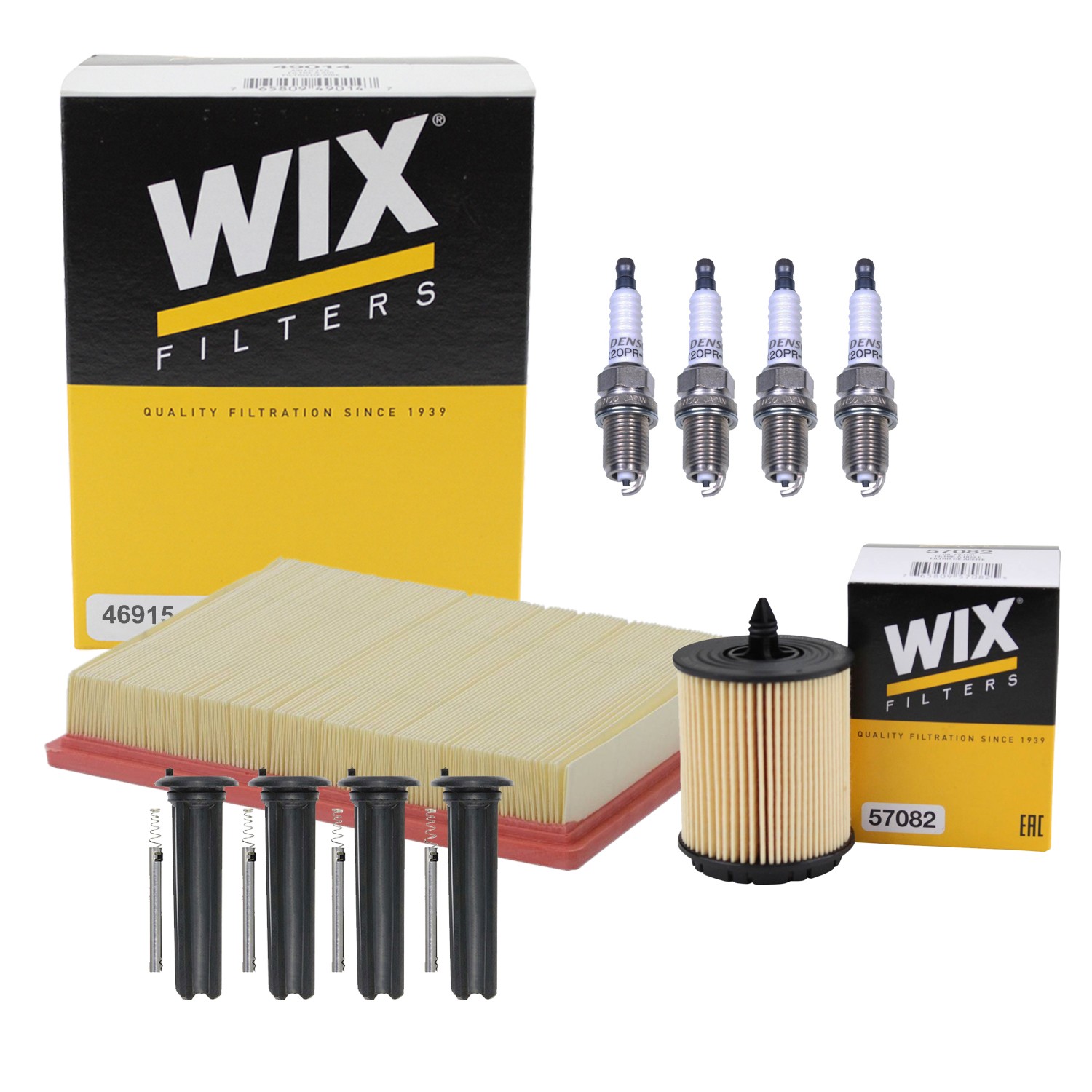 Wix Tune Up Kit Denso 4 Spark Plugs  Coil Boots Kit for Saab 9-3 2.0L L4 Vin Y