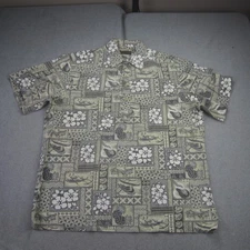Hawaiian Reserve Collection  Shirt Mens XL Aloha Hawaiian Tropical Floral Henley
