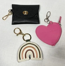 Lot of 3 Keychains Mini Coin Purses Itzy Ritzy Rainbow Bath and Body Works Heart