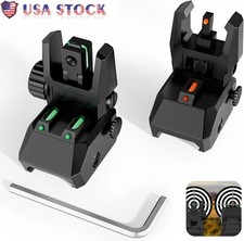 Foldable Fiber Optics Flip-up Sights Front Rear Sight for Picatinny We-aver Rail