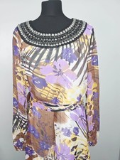 Soda Mix Embellished Floral Chiffon Dress Purple Tropical Print UK16