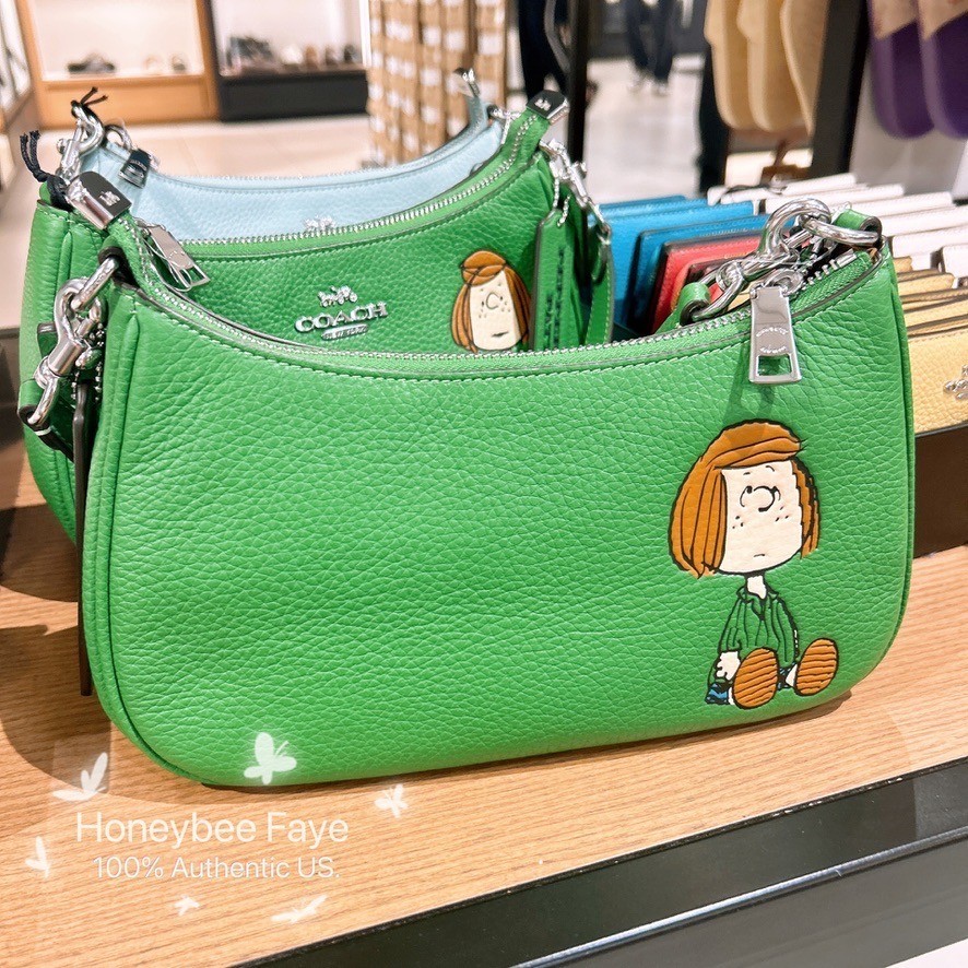 COACH スヌーピー ボディバッグ ダークグリーン PEANUTS NWT Coach X Peanuts Teri Shoulder Bag With Peppermint Patt