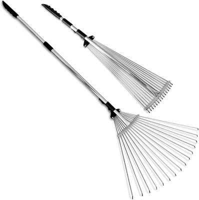 Adjustable Metal Rake - Collapsible & Telescopic - Garden, Yard, & Lawn - Ideal 