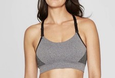 Auden Nursing Yoga Bra Heather Gray Racerback Wireless Seamless Sz Medium NWT