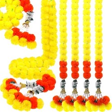 5 Pcs Diwali Marigold Garland for Decoration 5 Feet Long Artificial Indian