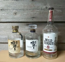 Suntory Hibiki and Wild Turkey Empty Bottle Set Of 3 Used from Japan