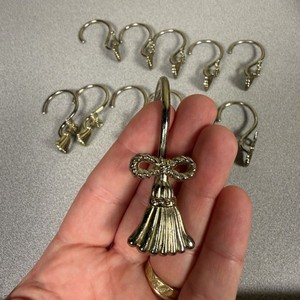Vintage Gold Bow 12pc Shower Curtain Ring Hook LoveShackFancy Style Tassle Decor