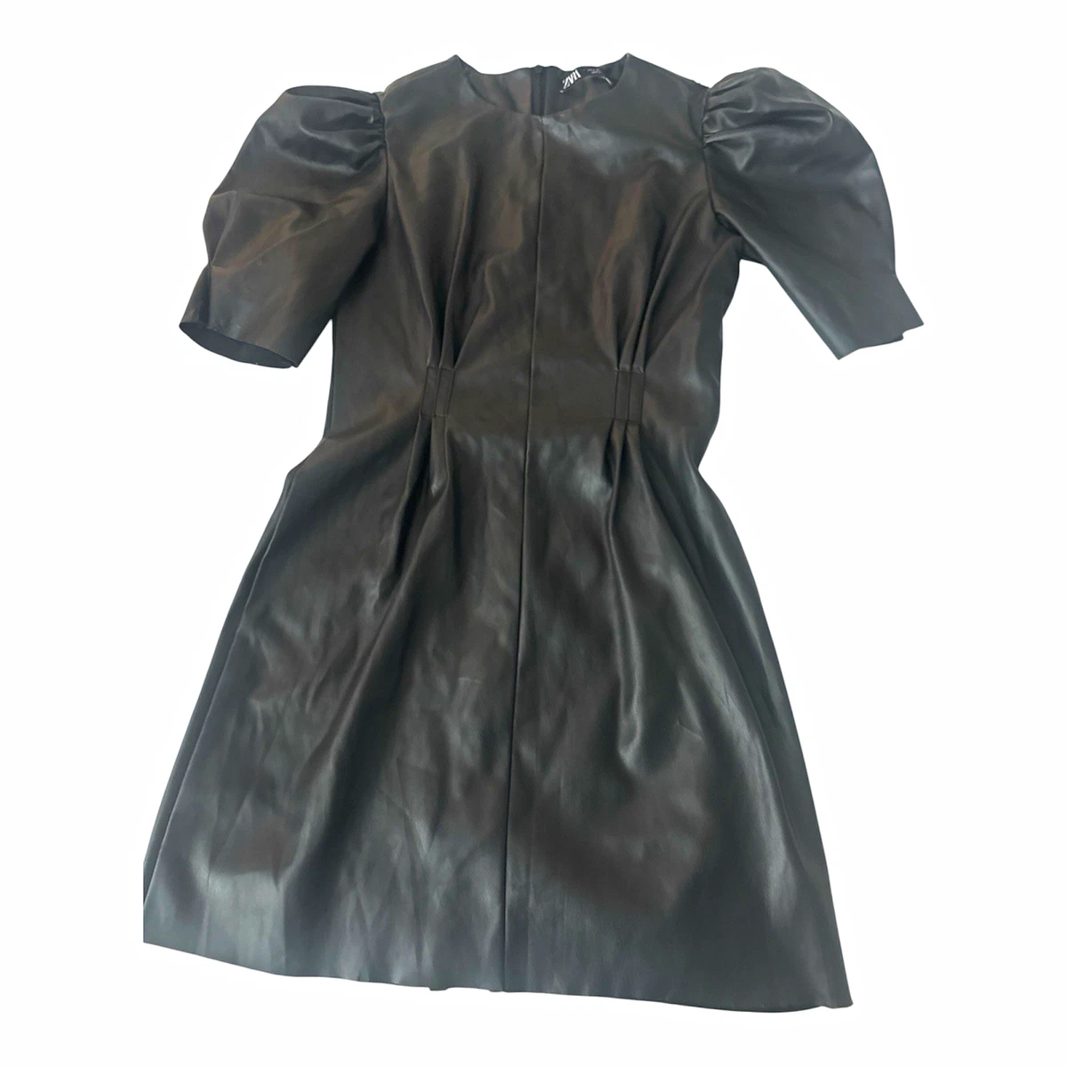 zara puff sleeve leather dress Faux Short Dresses for Women for sale Zara faux leather
