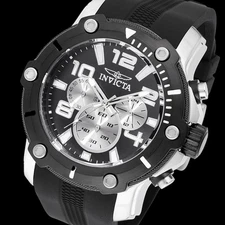 Invicta Men's Pro-Diver Chronograph Watch Black/Silver Tone 51.5MM Case 100M WR