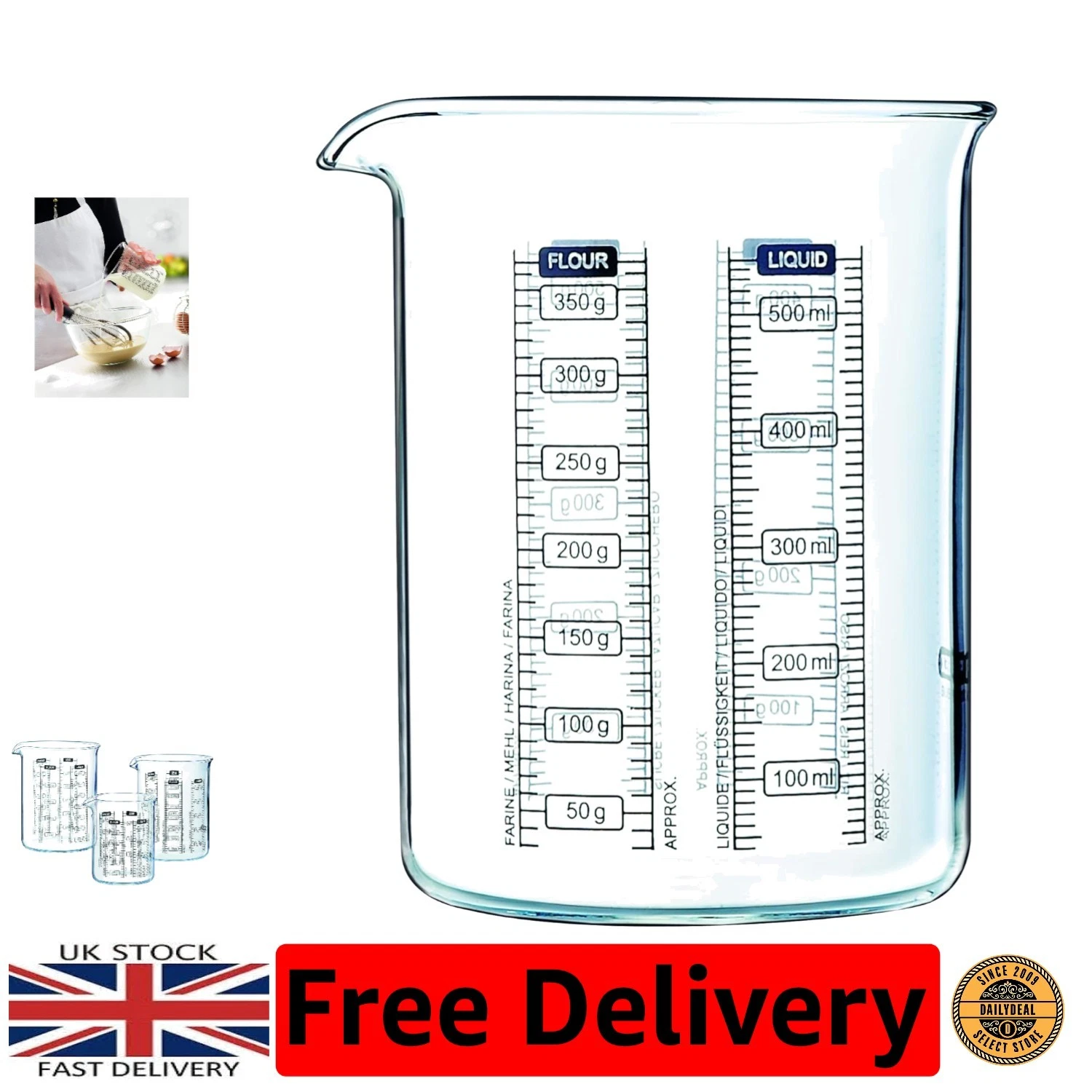 Versatile 500ml Measuring Beaker - Lightweight Borosilicate Glass Design