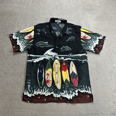 HAWAII Hemd Hawaiishirt XL Magnum Rockabilly Hawaiianer Surf Aloha 30413 Schwarz