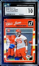 2016 Panini Donruss Press Proof Blue #309 Chris Jones Chiefs RC CGC 10 Gem Mint