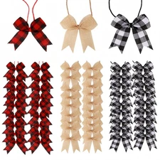 Mini Buffalo Plaid Check Ribbon Bow Craft Sewing Scrapbook Decor 3 Inch 24 PCS