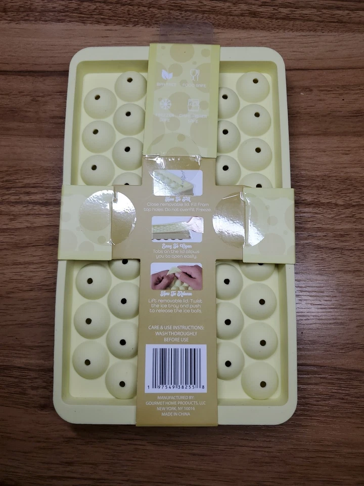 Mini Bandeja de Bolas de Hielo Molde Redondo Cubo de Hielo Bandeja y Tapa ¡NUEVO! Cocina Gourmet 2 Piezas Foto 3 de 3