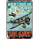 Tin Metal Signs Home Décor Vintage Aviation-Themed Wall Art Biplane & Propeller