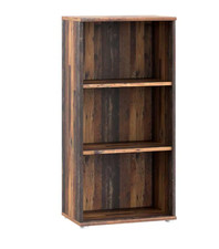 Essential Tall Narrow Bookcase Vintage Oak Two Shelf Storage Unit Home Office UK